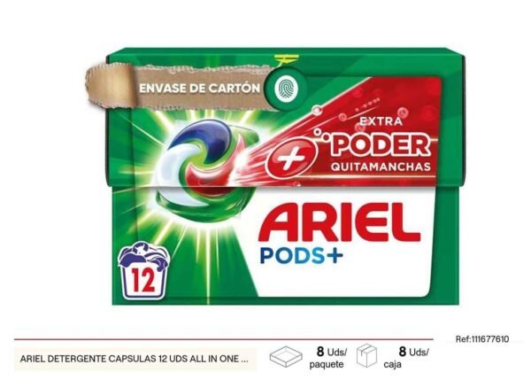 Cápsulas de detergente Ariel 12 uds - Productos de limpieza