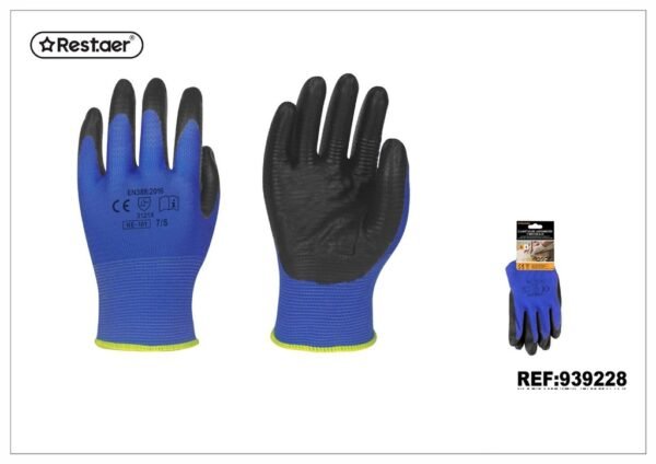 Guantes de jardinería y bricolaje - Talla S, color azul y negro