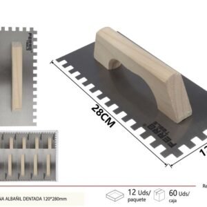 Llana de albañil dentada de madera completa 120*280mm