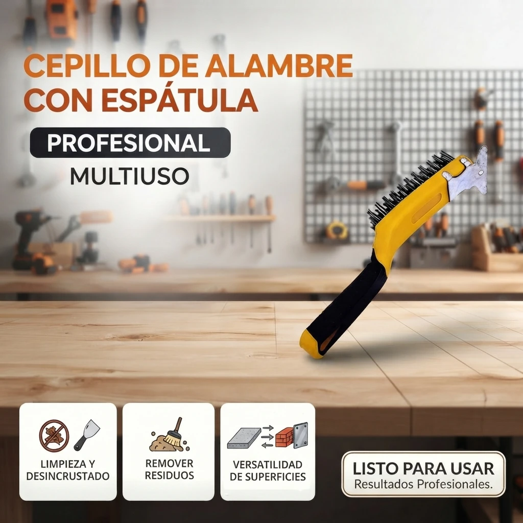 Cepillo de alambre con espátula para limpieza y desincrustado - Imagen 2
