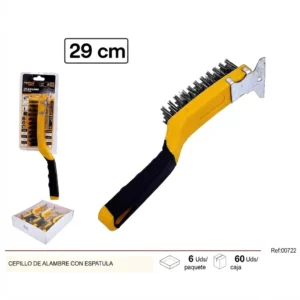 Cepillo de alambre con espatula para limpieza y desincrustado - Telcoges Ferretería Online