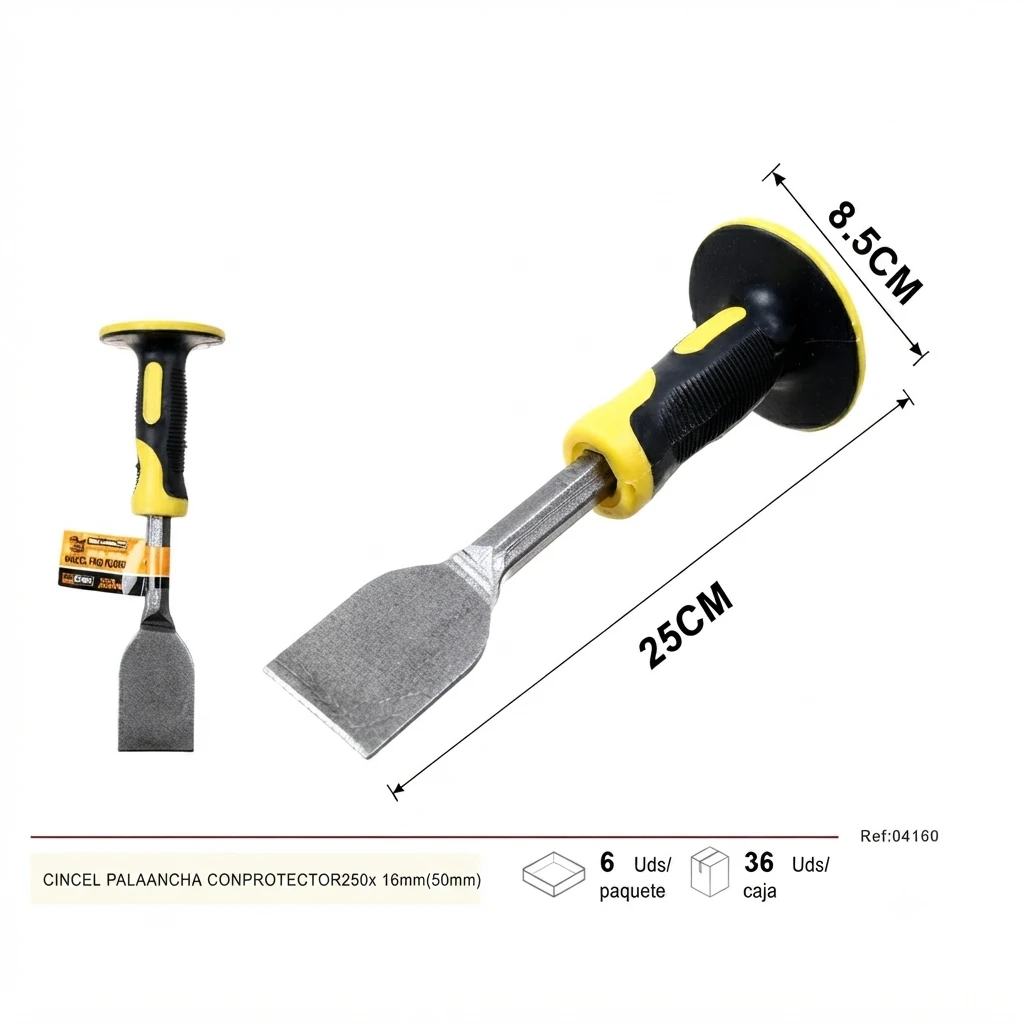 Cincel pala ancha con protector 250x16mm 50mm para albañilería - Telcoges Ferretería Online