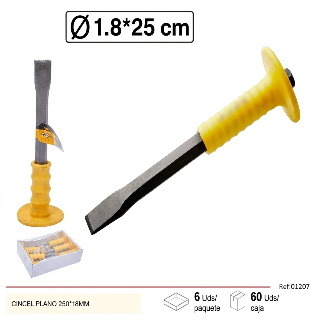 Cincel plano 250x18mm para albañilería - Imagen 2