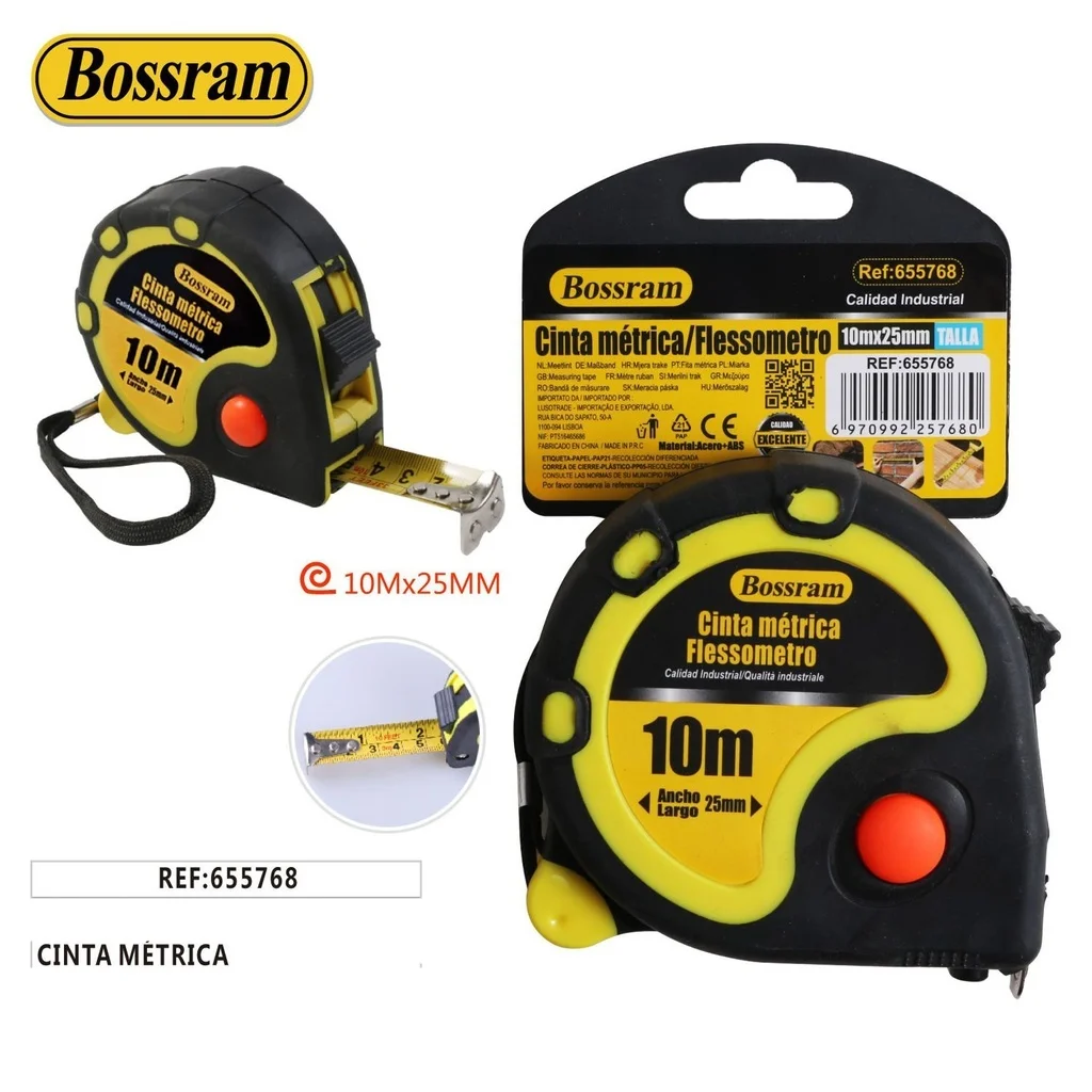 Cinta metrica de 10m con iman Bossram calidad industrial flexometro Telcoges