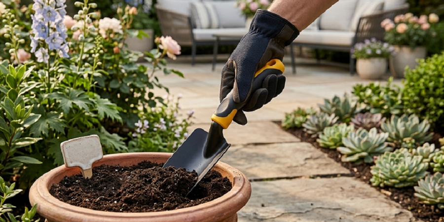 Pala de jardín con mango de dos colores Ferro Tools herramientas de jardineria Telcoges