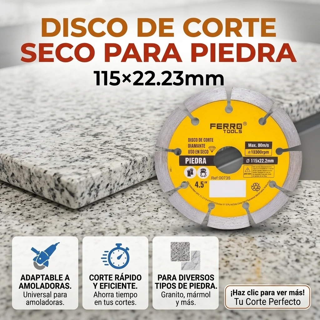 Disco de corte seco para piedra 115x22.23mm - Imagen 2