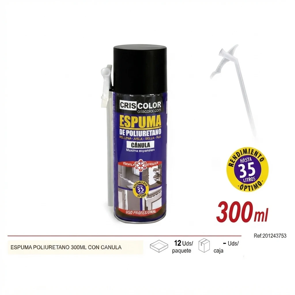 Espuma de poliuretano 300ml con cánula