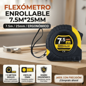 Flexómetro Enrollable 7.5m25mm Herramienta Banner Telcoges Ferretería Online