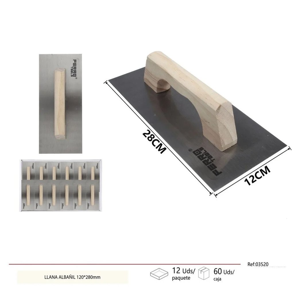 Llana de albañil de madera completa 120x280mm Telcoges Ferretería Online