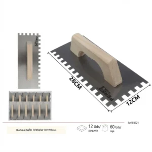 Llana De Albañil Dentada De Madera Completa 120*280mm Telcoges Ferretería Online