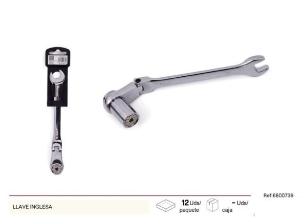 Llave inglesa: Herramienta versátil para ajustar y apretar tuercas y tornillos de diferentes tamaños. Ideal para bricolaje, mecánica y fontanería.