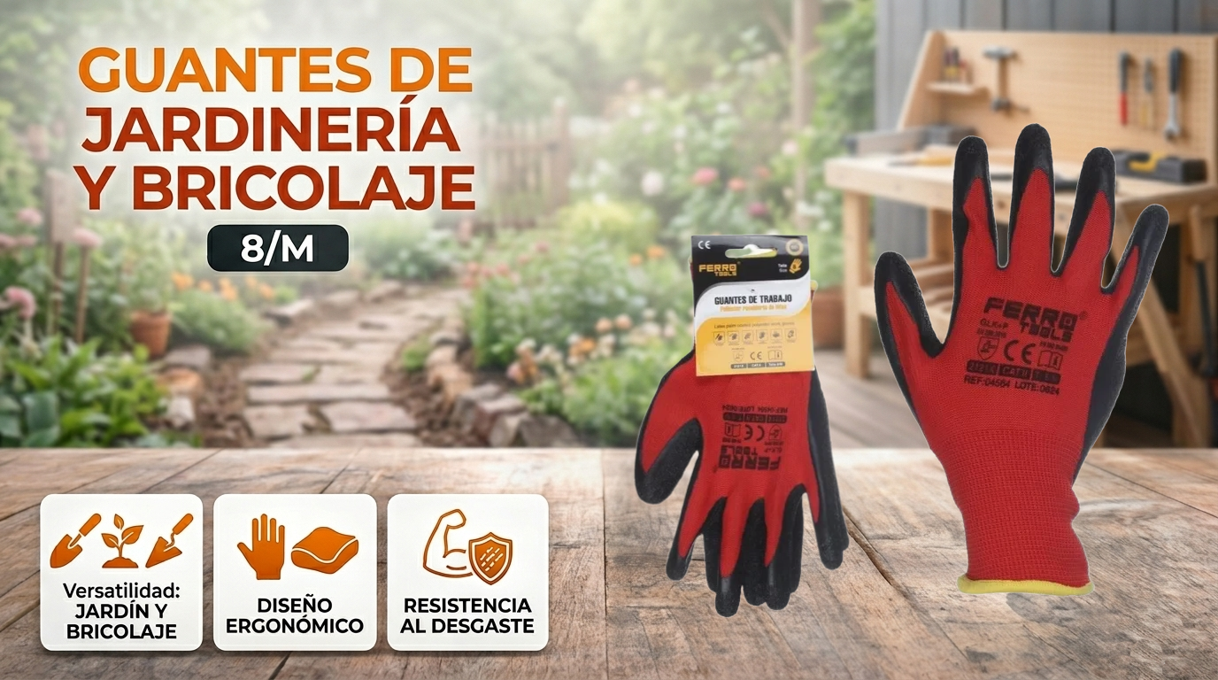 Guantes de trabajo y jardinería Ferro Tools poliéster recubierto Telcoges España
