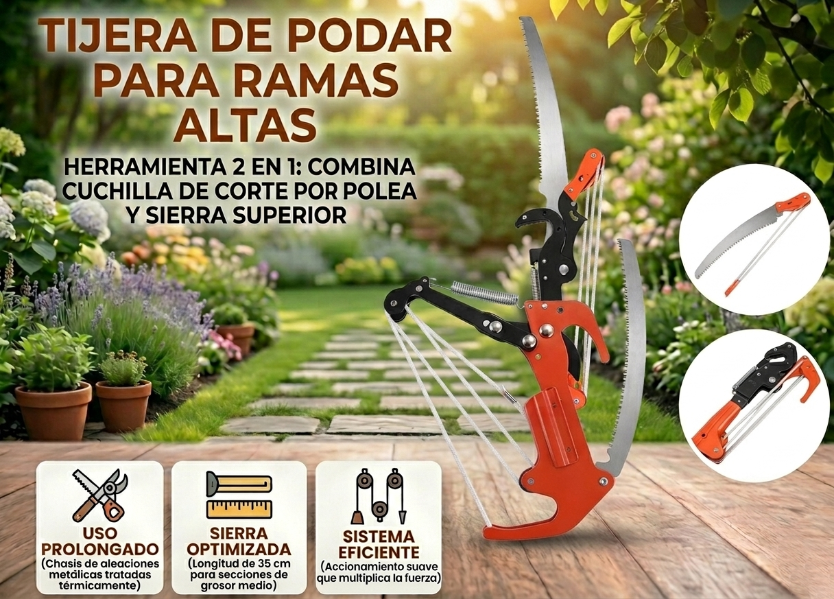 Tijera de podar para ramas altas Ferro Tools sierra de 35 cm Telcoges