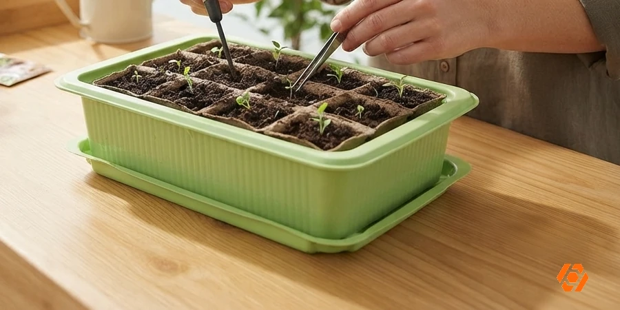 Semillero 12 huecos 20x15x10cm bandeja de germinacion compacta para huerto urbano y jardin - Telcoges