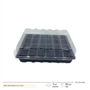 Semillero negro con tapa x24 Telcoges Ferretería Online