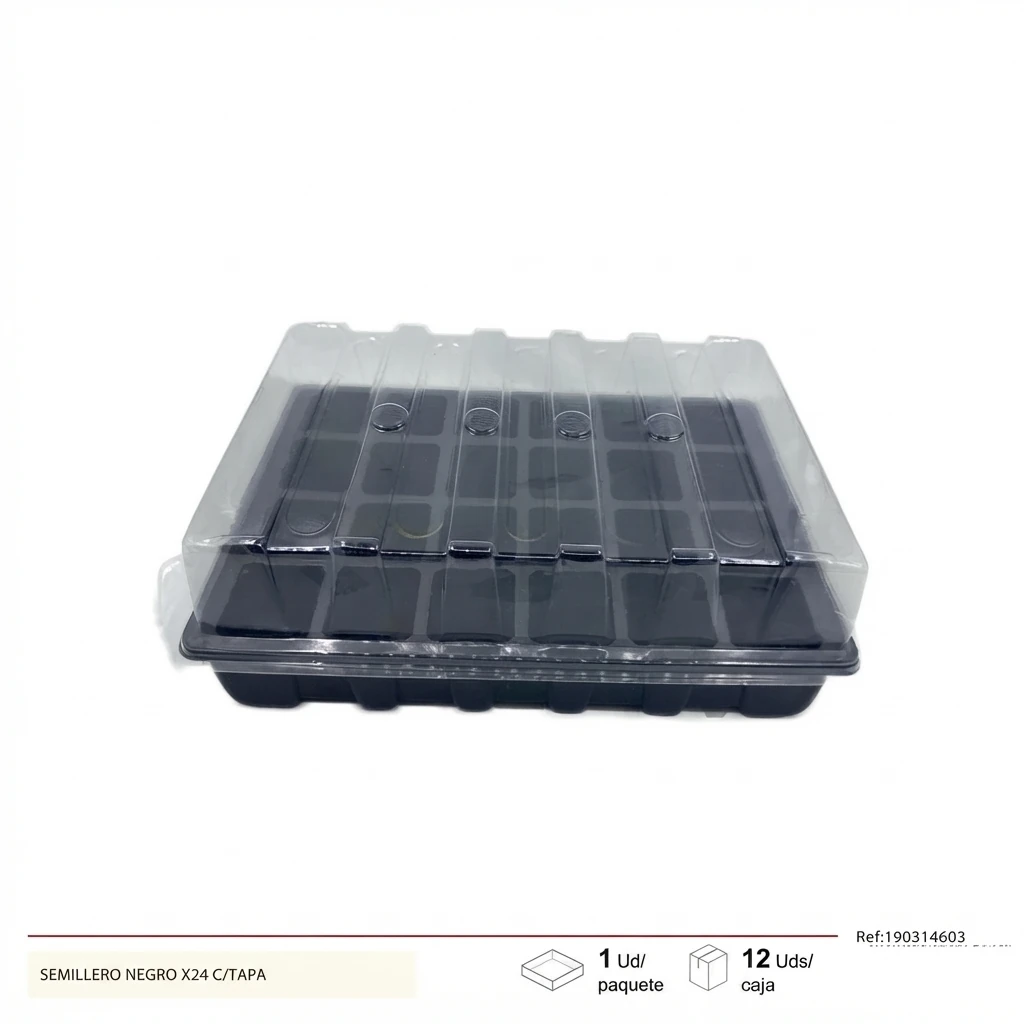 Semillero negro con tapa x24 Telcoges Ferretería Online