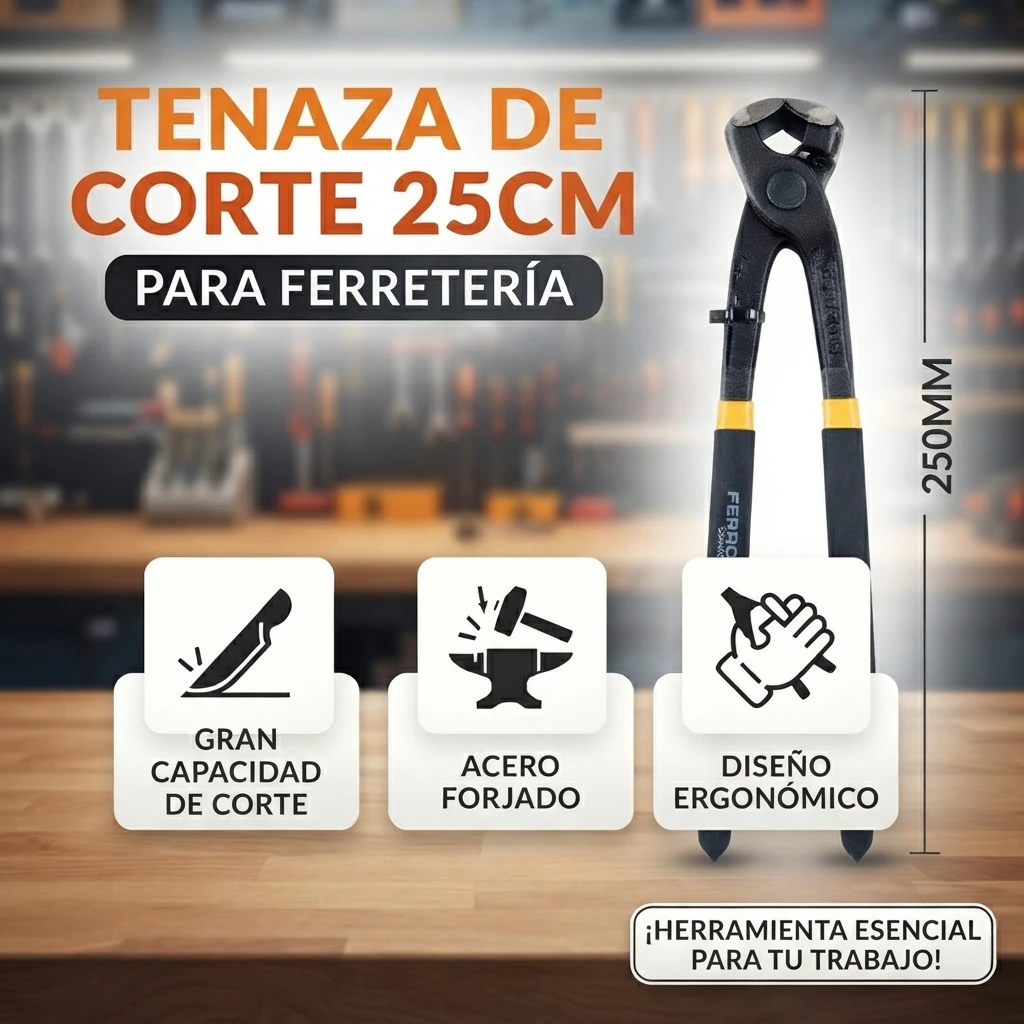 Tenaza de corte 25cm para ferretería - Imagen 2