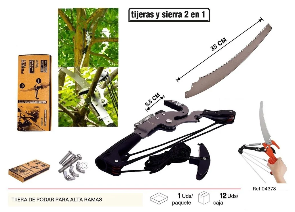 Tijera de podar para ramas altas Ferro Tools sierra de 35 cm Telcoges