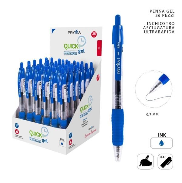 Bolígrafo de clic de gel con secado rápido 0.7mm azul para escritura