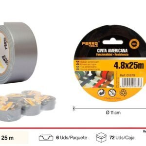 Cinta americana gris 4.8 x 25 m