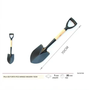 Pala de punta pico con mango de madera de 70 cm Telcoges Ferretería Online