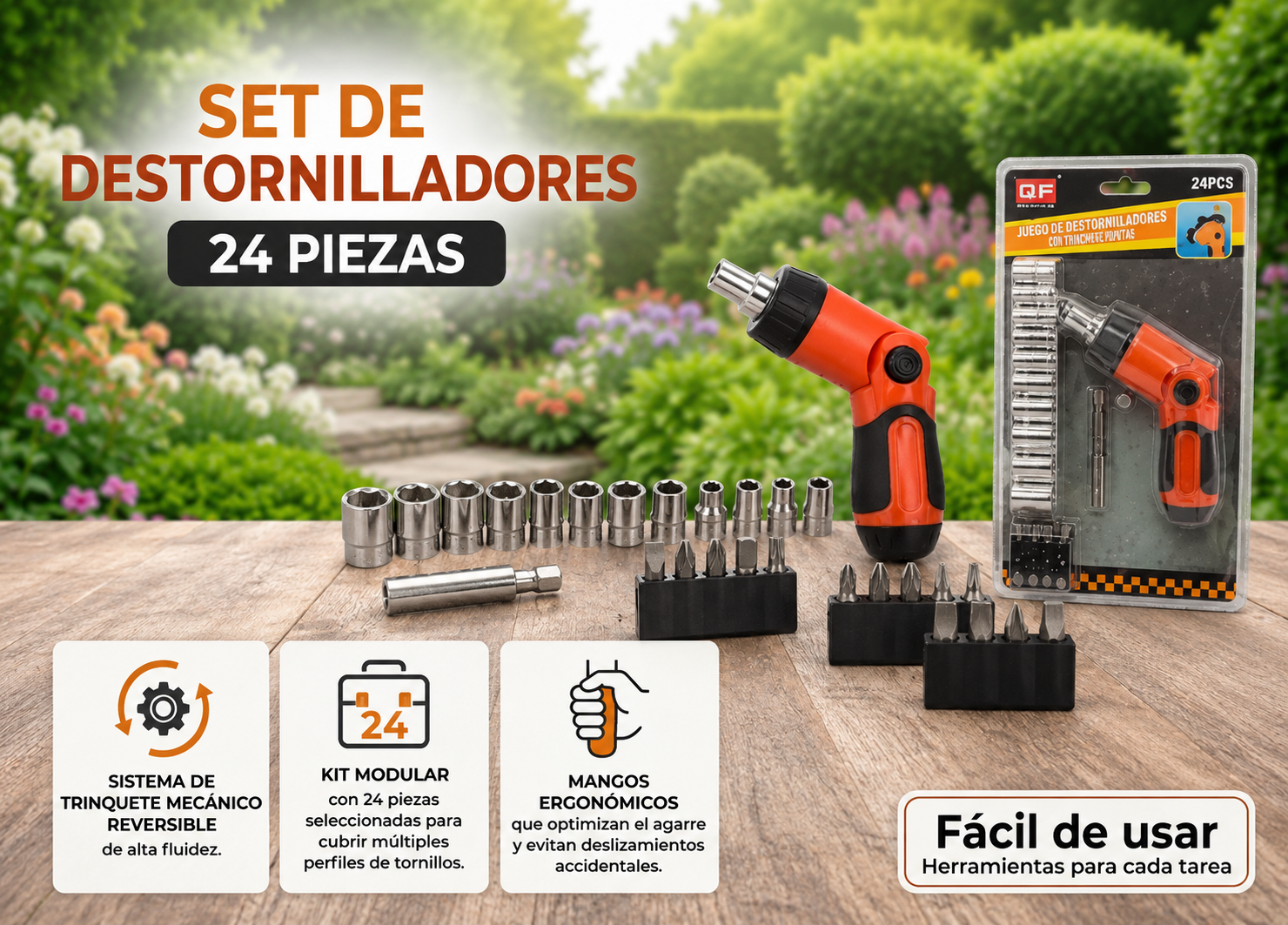 Set de destornilladores 24 piezas Grupo Fu juego de destornillador de trinquete Telcoges