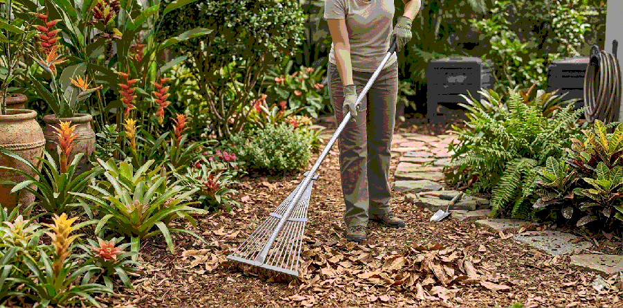 Rastrillo de acero inoxidable 1.6m con cabezales intercambiables jardineria Telcoges