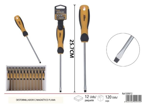 Destornillador plano con mango y cabeza magnética 6*150mm