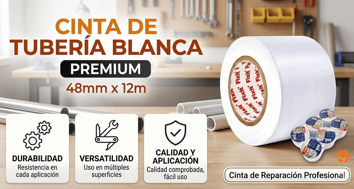 Cinta de Tubería Blanca 48mmx12m para Reparaciones Telcoges Ferretería Online en España