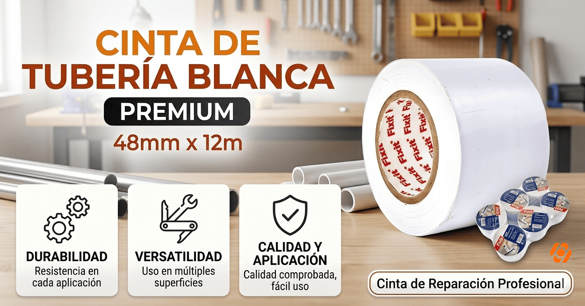 Cinta de Tubería Blanca 48mmx12m para Reparaciones Telcoges Ferretería Online en España