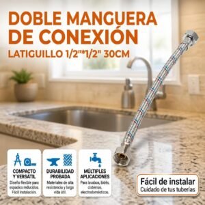 Doble manguera de conexión latiguillo 1/2*1/2 30cm Telcoges Ferretería Online