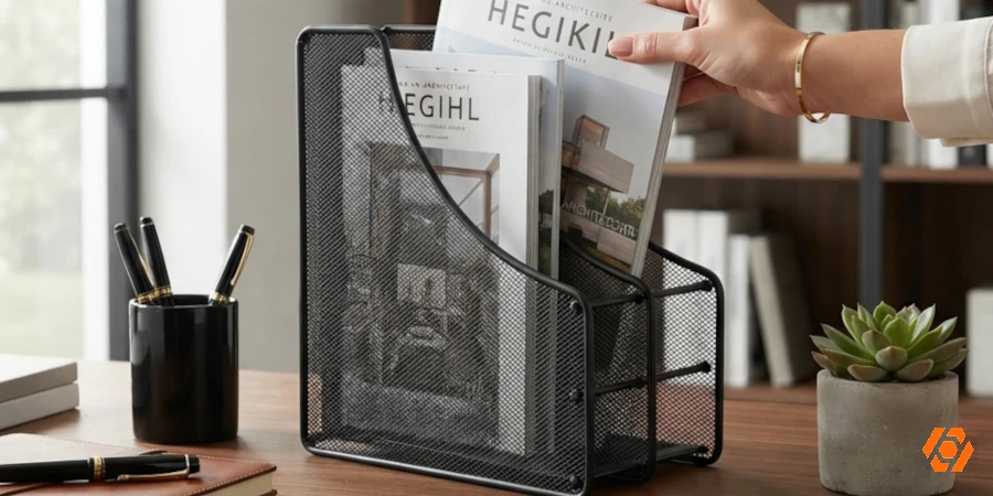 Revistero Negro 15x28x35.3 cm para oficina y hogar - ambiente Telcoges