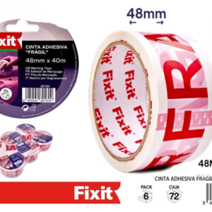 Cinta frágil roja y blanca 48mm40m