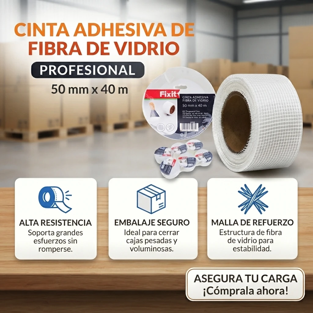 Cinta Adhesiva De Fibra De Vidrio 50mm X 40m Banner Telcoges Ferretería Online