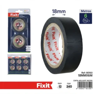 Cinta Aislante Negra 18mm X 6m Dos Piezas Telcoges Ferretería Online