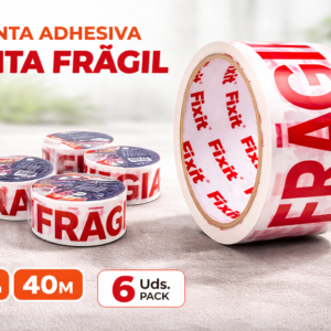 Cinta frágil roja y blanca 48mm*40m