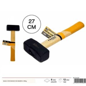 Maza de construccion con mango de madera 125kg Telcoges Ferretería Online
