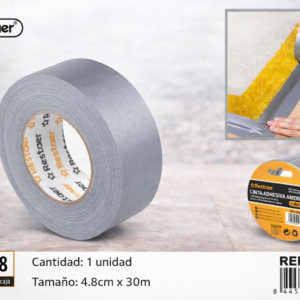 Cinta americana gris 4.8cm x 30m para reparaciones fuertes.