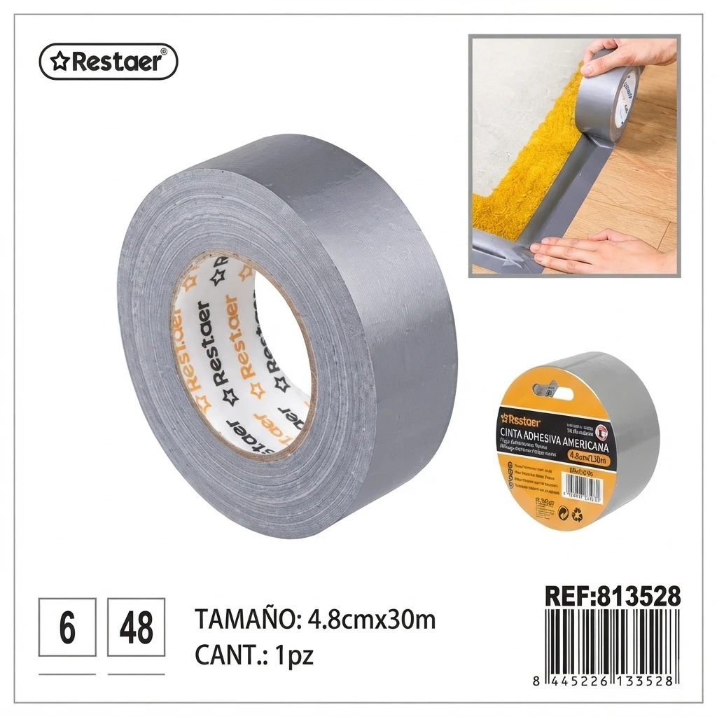 Cinta Americana Gris 4.8cm x 30m - Extra Fuerte y Multiusos