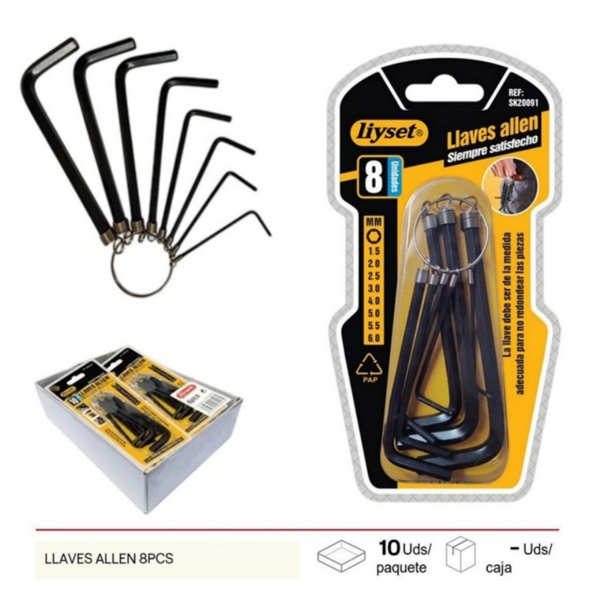 Juego de Llaves Allen 8 Piezas Ferro Tools ferreteria Telcoges