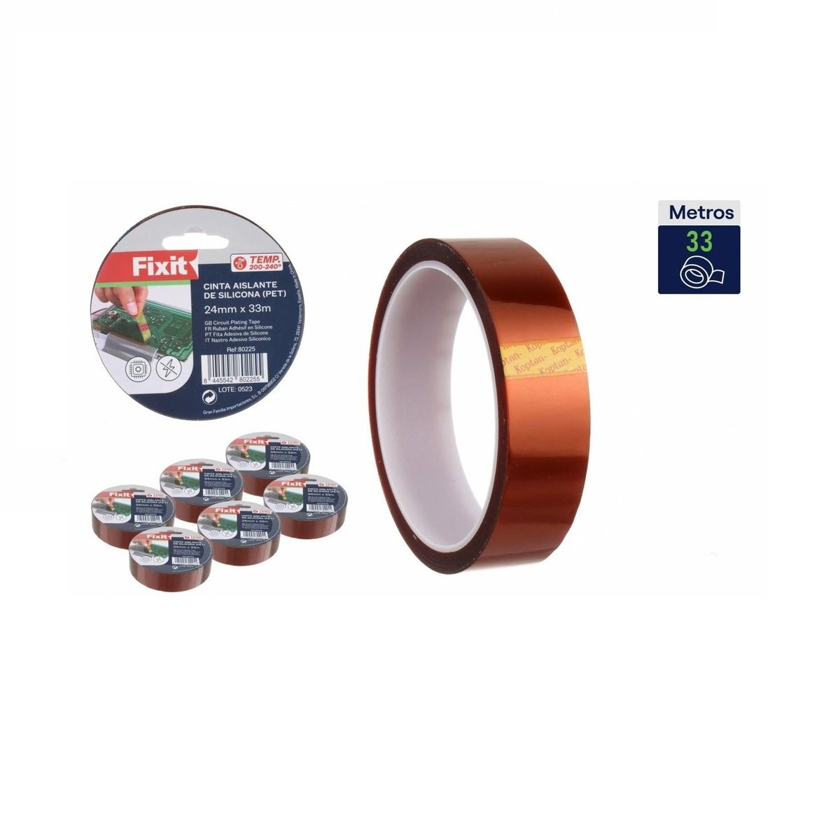 Cinta aislante de PET de alta temperatura 0.05mm 24mmx33m ferreteria Telcoges