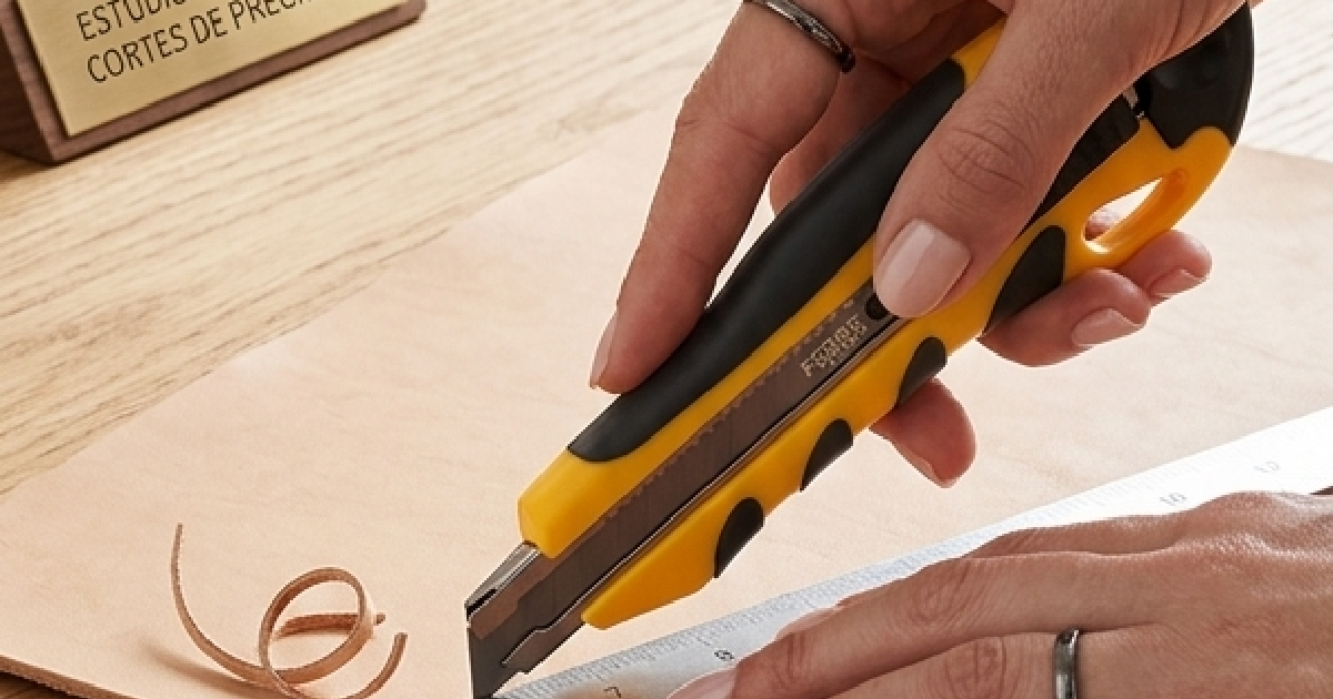 Cúter profesional 9mm Ferro Tools con cuchilla negra SK5 de alta precisión