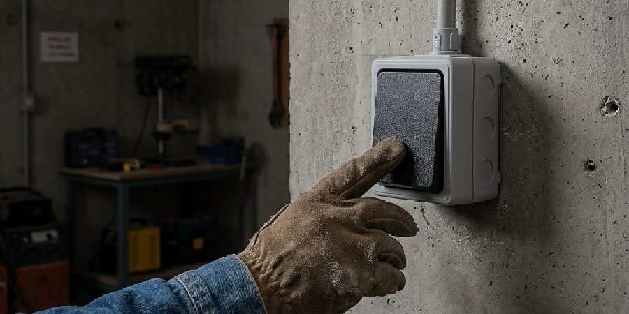 Interruptor Alemán Gris de Superficie de 1 tecla y 1 via -Ferreteria Online Telcoges