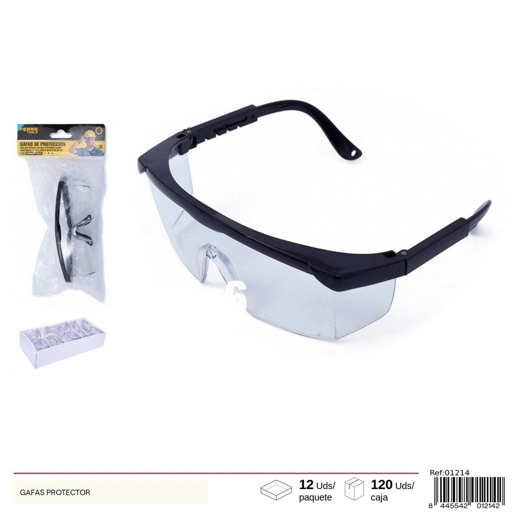 Gafas Protectoras transparentes con marco negro - Telcoges Ferretería Online