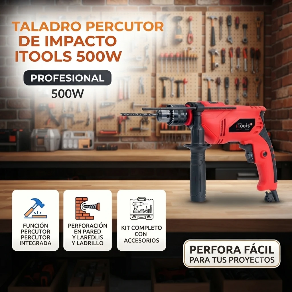 Taladro Percutor de Impacto ITOOLS 500W Banner Telcoges Ferretería Online